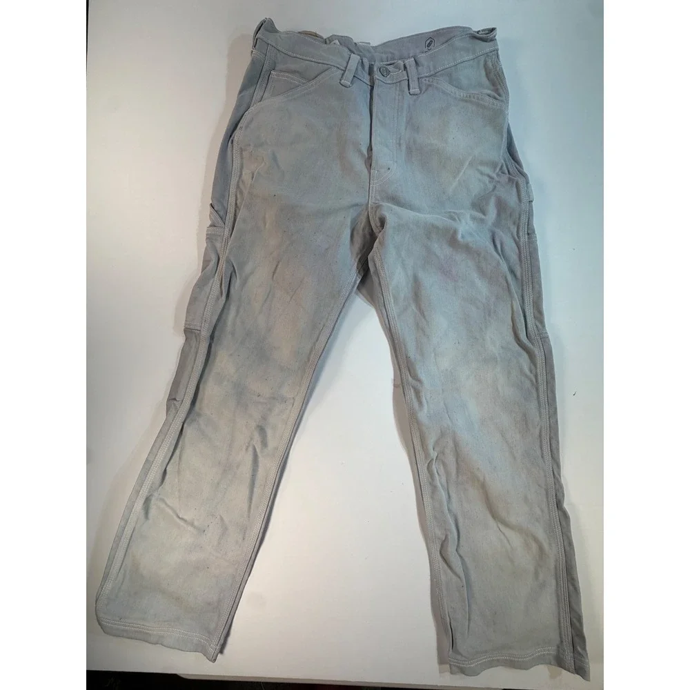 Levis Strong Carpenter Pants Mens 31x34 Light Blue Paint Splatter Workwear Denim